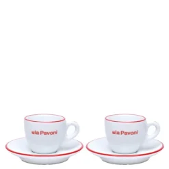 Espressokopper 7,5 cl med skål 2 stk hvit