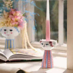 Eva lysestake 14 cm støvet rød