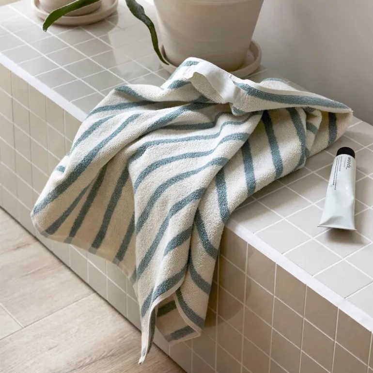 Everyday stripe håndkle 50x90 cm aqua