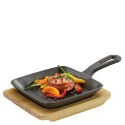 Firkantet serveringspanne med rille og treplate