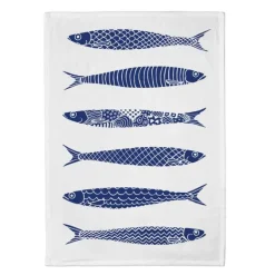Fiskelycka kjøkkenhåndkle 50x70 cm hvit/blå