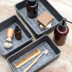 Fit Square oppbevaringskurv 18x18x7 cm dark grey