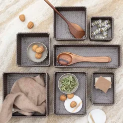 Fit Square oppbevaringskurv 18x18x7 cm taupe