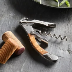 Flaskeåpner 17 cm rustfritt stål oliventre