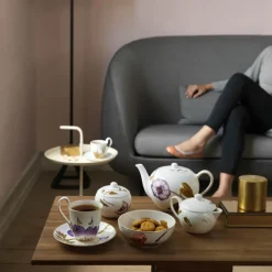 Flora høyhankskopp og skål 27 cl stemorsblomst