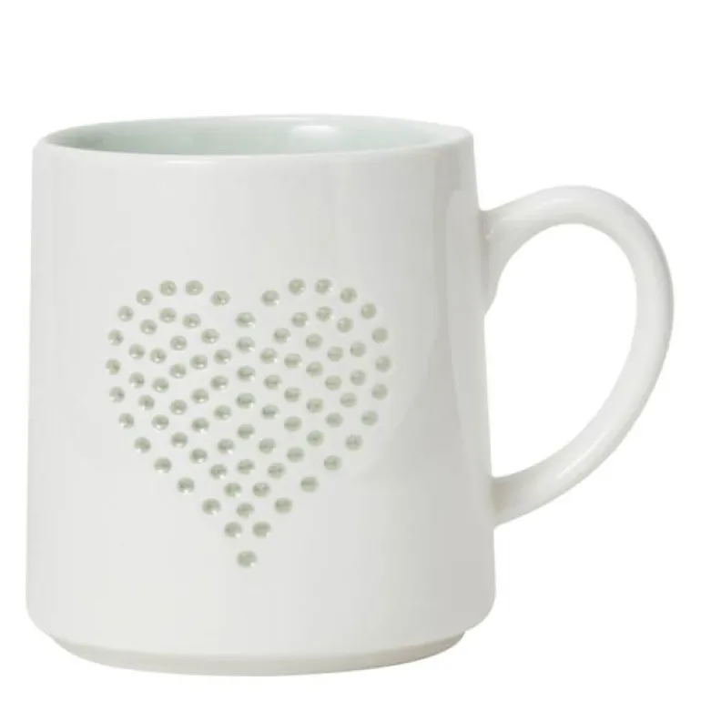 Flora kopp 40 cl hvit/grønn