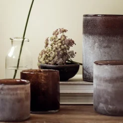 Frost lyslykt 9x9 cm brown