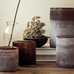 Frost lyslykt 9x9 cm brown