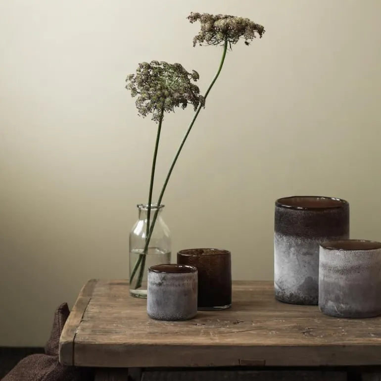 Frost lyslykt 13x19 cm brown