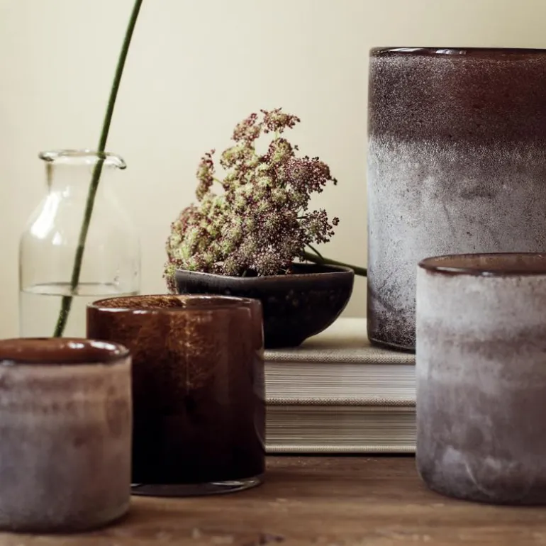 Frost lyslykt 13x19 cm brown