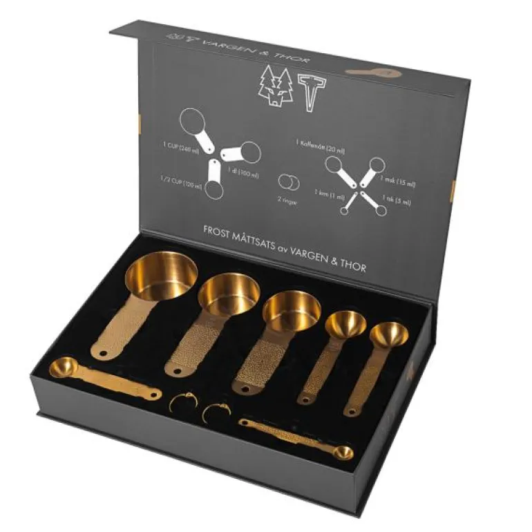 Frost måleskje 7 deler 18 cm messing