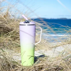 Fusion termokopp med sugerør 1,2 L lilla/grønn