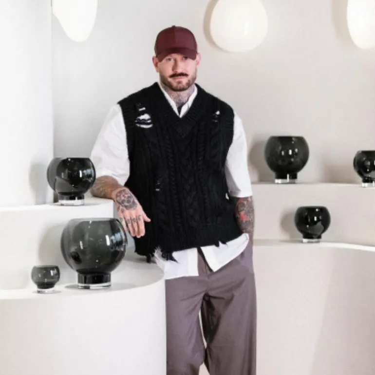 Galaxie lykt/vase 16,5 cm grå