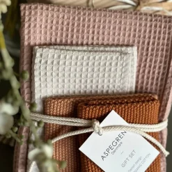 Gavesett med 1 kjøkkenhåndkle & 3 oppvaskkluter sea buckthorn