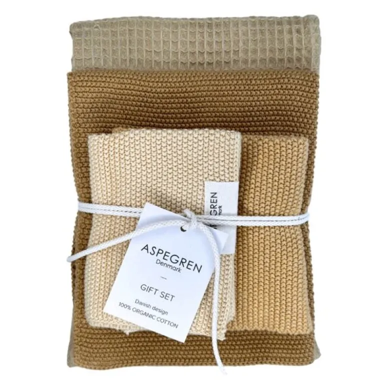 Gavesett med 1 kjøkkenhåndkle & 2 oppvaskkluter melon