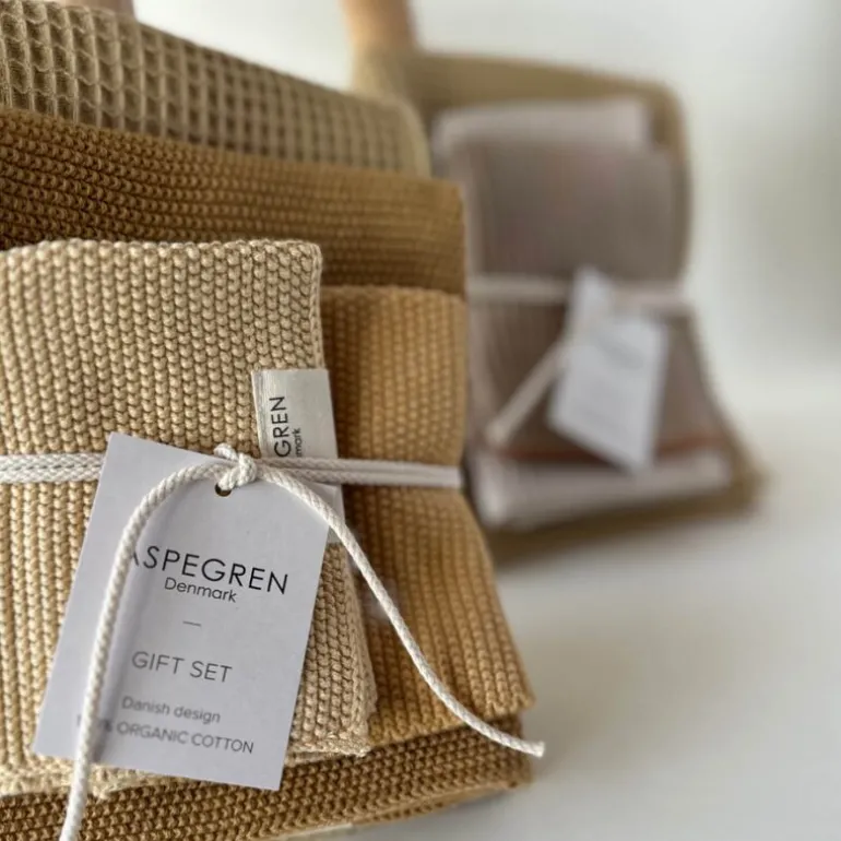 Gavesett med 1 kjøkkenhåndkle & 2 oppvaskkluter melon