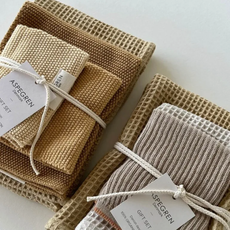 Gavesett med 1 kjøkkenhåndkle & 2 oppvaskkluter melon