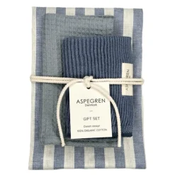 Gavesett med 1 kjøkkenhåndkle & 3 oppvaskkluter sea salt