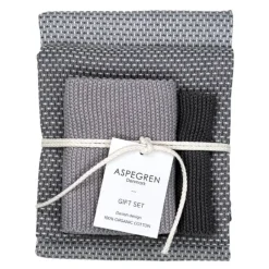 Gavesett med 1 kjøkkenhåndkle & 2 oppvaskkluter granite