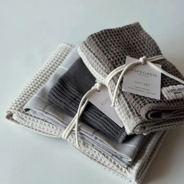 Gavesett med 2 kjøkkenhåndkle & 1 oppvaskklut oyster