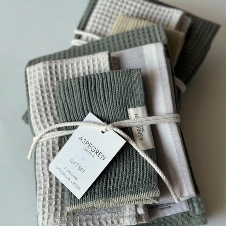 Gavesett med 1 kjøkkenhåndkle & 2 oppvaskkluter wasabi