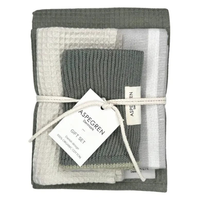 Gavesett med 2 kjøkkenhåndkle & 2 kjøkkenklut thyme