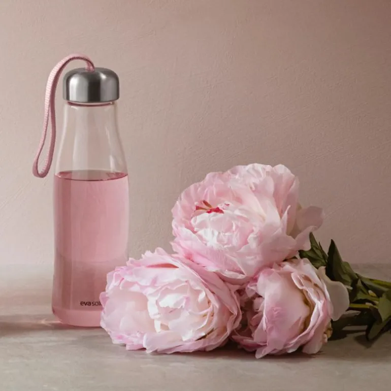 Glassdrikkeflaske 0,5L rose quartz