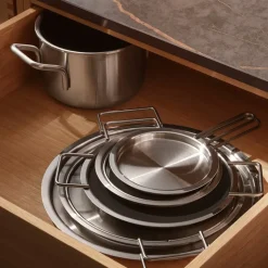 Glasslokk 16 cm børstet stål