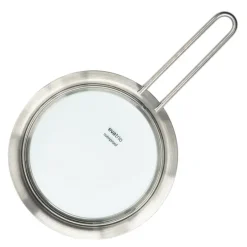 Glasslokk 13 cm børstet stål