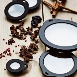 Glasslokk 12 cm klar/svart