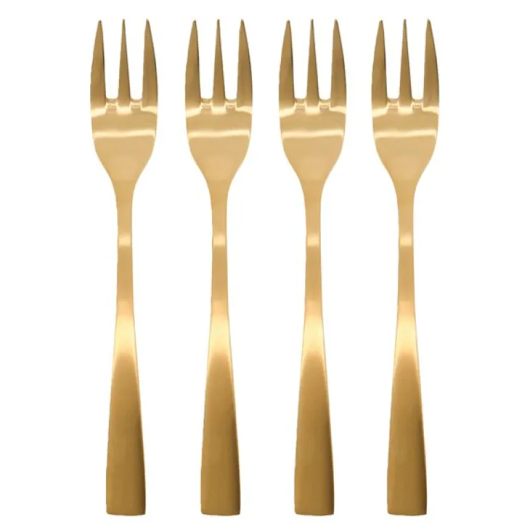 Golden kakegaffel 15 cm 4 stk gylden