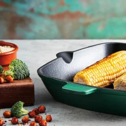 Grillpanne av støpejern 26 cm grønn