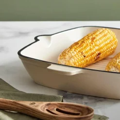 Grillpanne av støpejern 26 cm krem