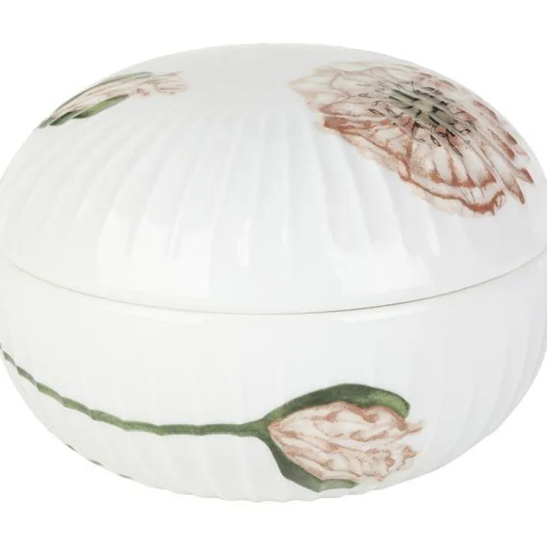 Hammershøi Poppy bonbonnier 12 cm hvit m/dekor