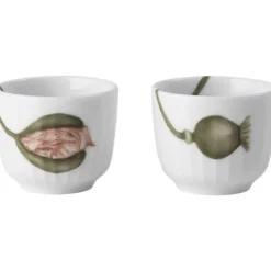 Hammershøi Poppy eggeglass 5 cm 2 stk hvit m/dekor