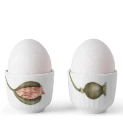 Hammershøi Poppy eggeglass 5 cm 2 stk hvit m/dekor
