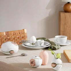 Hammershøi Poppy vase 3 stk miniatyr hvit m/dekor