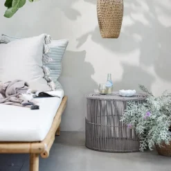 Harper sidebord 2 stk rotting 65x65x45 cm natur/grå