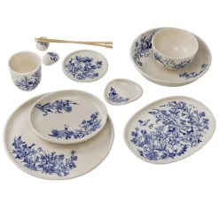 Haru pastatallerken 21 cm mummi hvit/blå