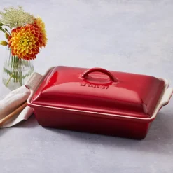 Heritage rektangulært fat med lokk 37,5x 24 cm cerise