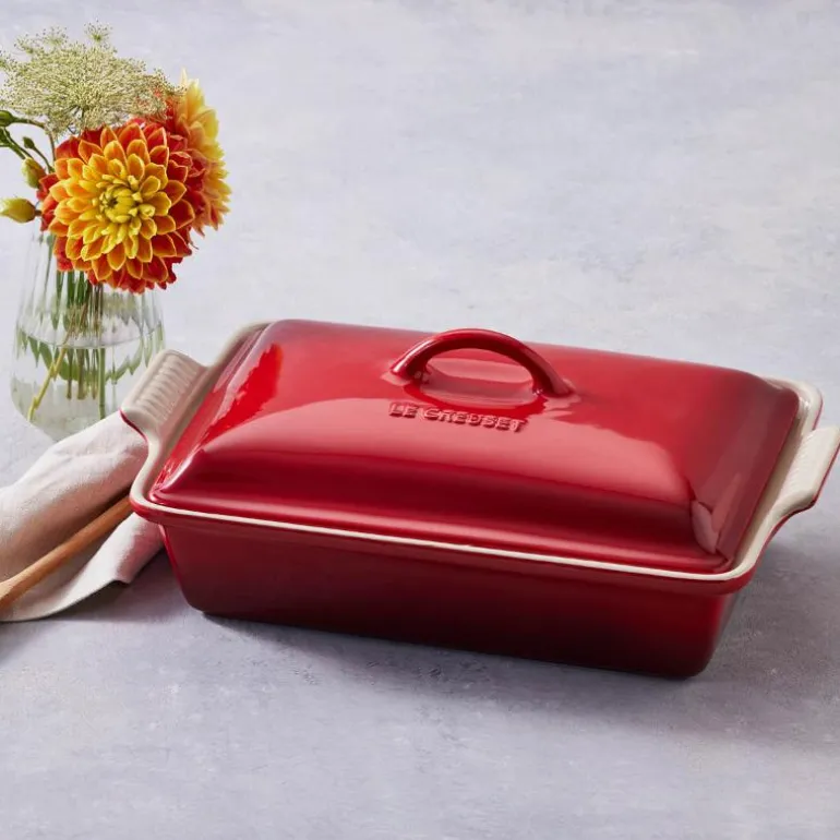 Heritage rektangulært fat med lokk 37,5x 24 cm cerise