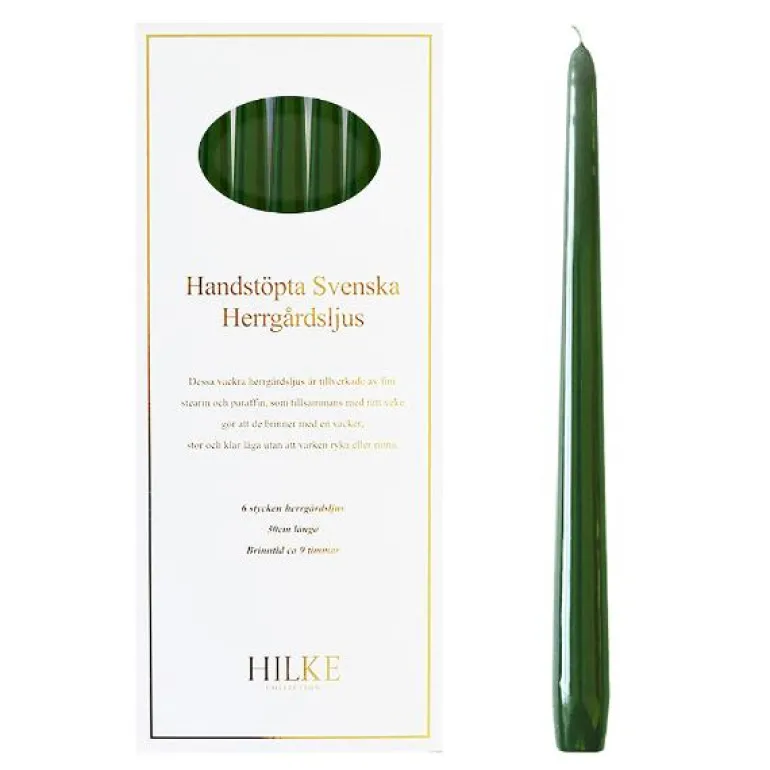 Herregårdslys 30 cm 6 stk mørk grønn