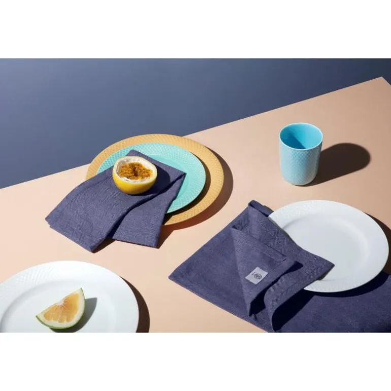 Herringbone duk 150x370 cm blå