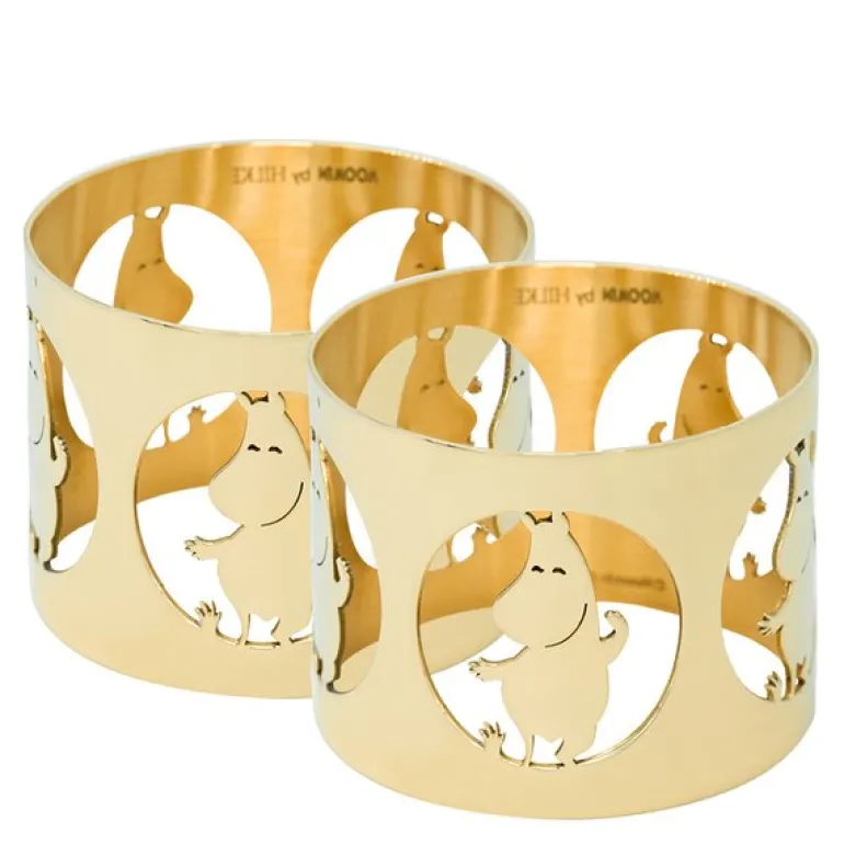 Hilke x Mummi serviettringer 5 cm 2 stk Mummitrollet messingbelagt