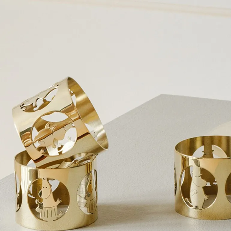 Hilke x Mummi serviettringer 5 cm 2 stk Mummitrollet messingbelagt