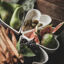 Hjerteskåler med brett 7 deler hvit