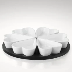 Hjerteskåler med brett 7 deler hvit