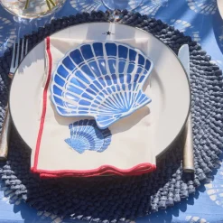 Håndvevd bordbrikke Ø38 cm blå