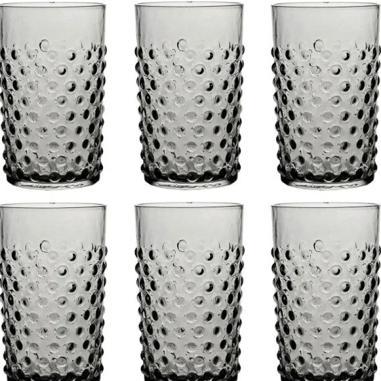 Hobnail glass 20 cl 6 stk grey smoke