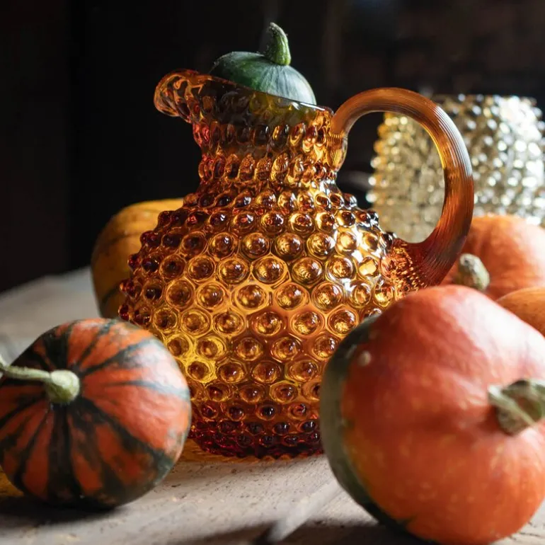 Hobnail karaffel 1L amber